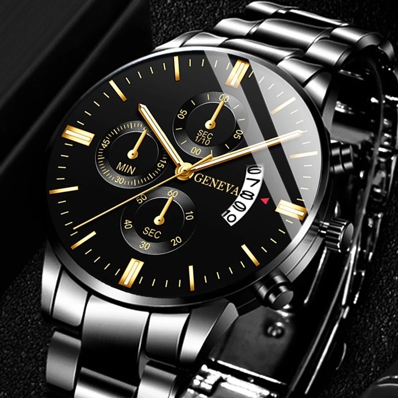 Seiko Watch 5 Sports - 남성용 블랙 스테인레스 스틸 시계, 럭셔리