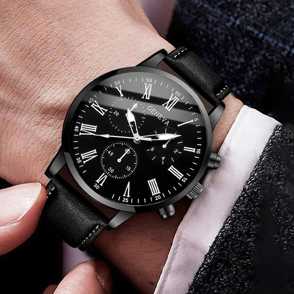 Leather Watch Band Men - 남성 비즈니스 시계 패션 로마 다이얼,