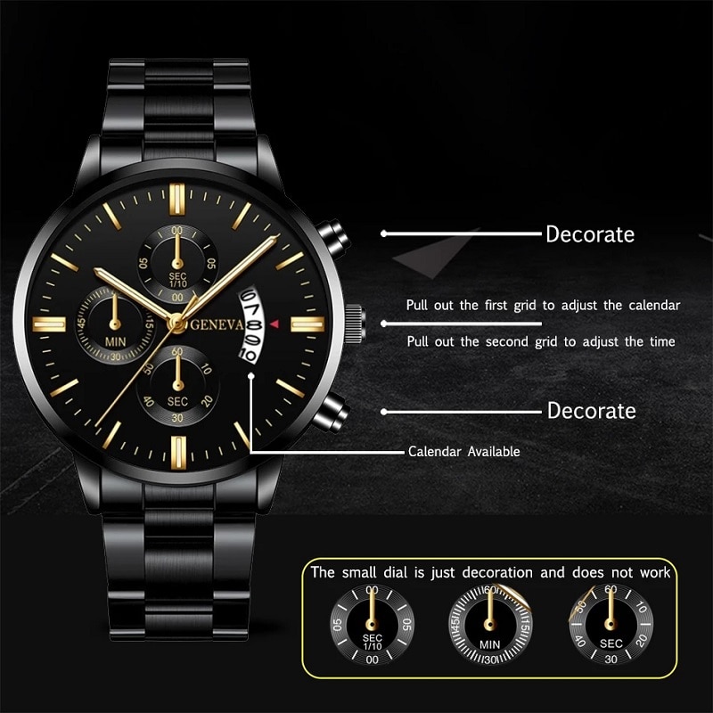 남성용 블랙 스테인레스 스틸 시계, 럭셔리 캘린더 쿼츠 - Seiko Watch 5 Sports 리뷰 및 가격