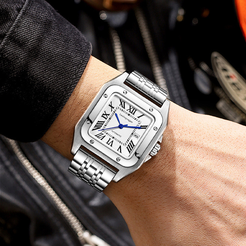 남성용 고급 럭셔리 사각형 오토매틱 기계식 시계, 속이 - Cartier Watch Santos 리뷰 및 가격