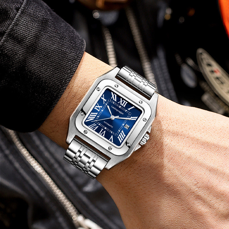 남성용 고급 럭셔리 사각형 오토매틱 기계식 시계, 속이 - Cartier Watch Santos 리뷰 및 가격
